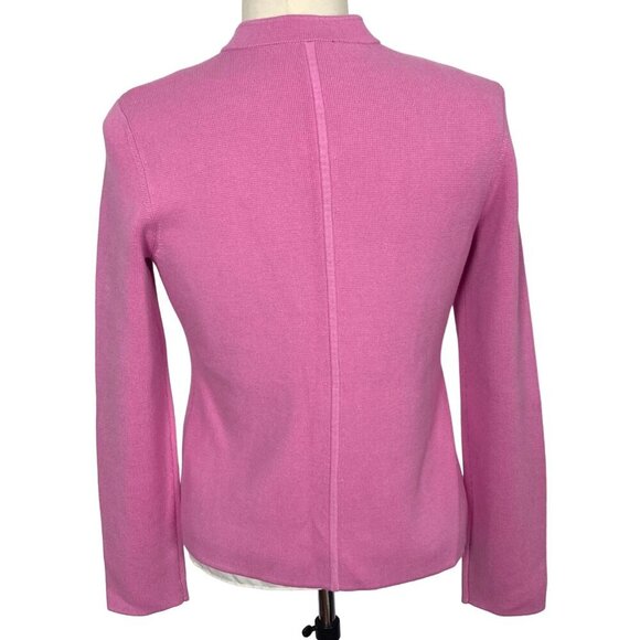 Talbots Pink Ponte Knit Jacket Womens Small Gold Rim Buttons Classic Preppy - Picture 7 of 8